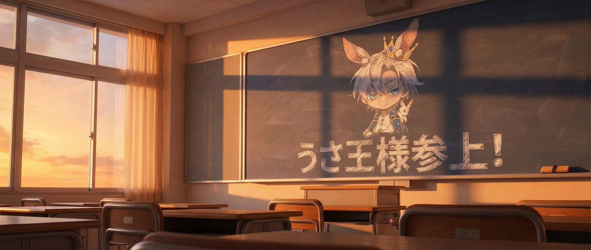 日落时的黑板王兔插画 生成效果示例