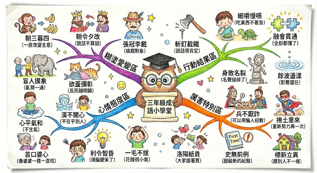 成语手绘思维导图 生成效果示例