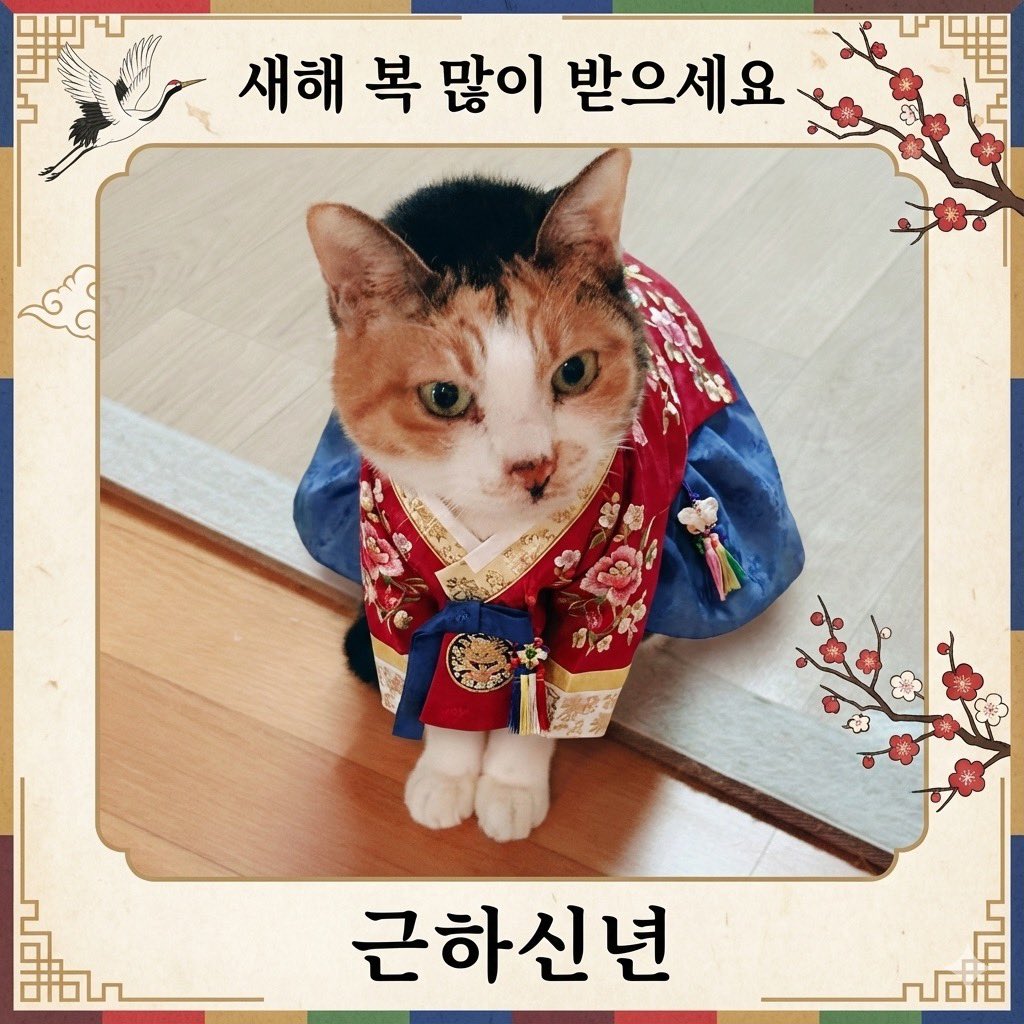 猫韩服新年贺卡生成提示 生成效果示例