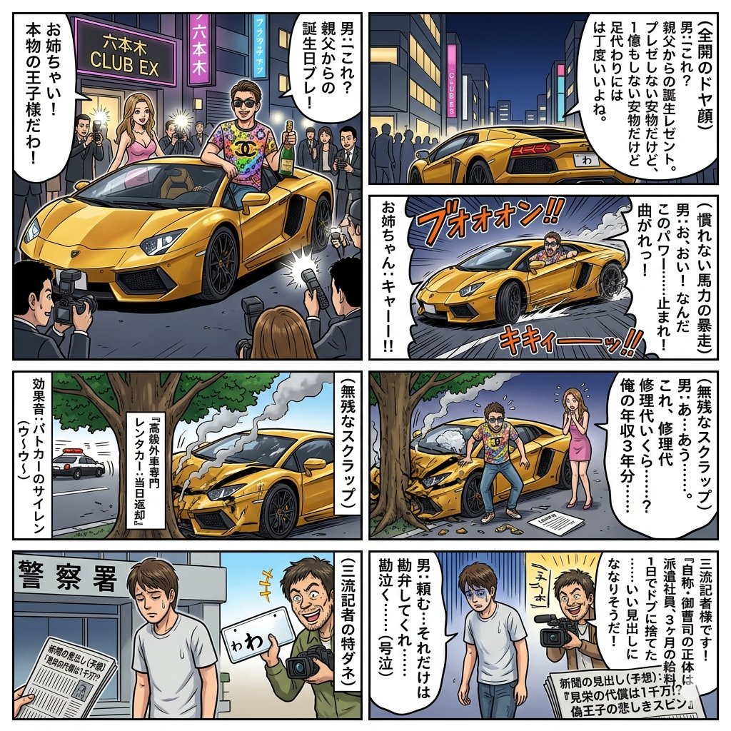 四格漫画：出租继承人的“哇”号事故 生成效果示例