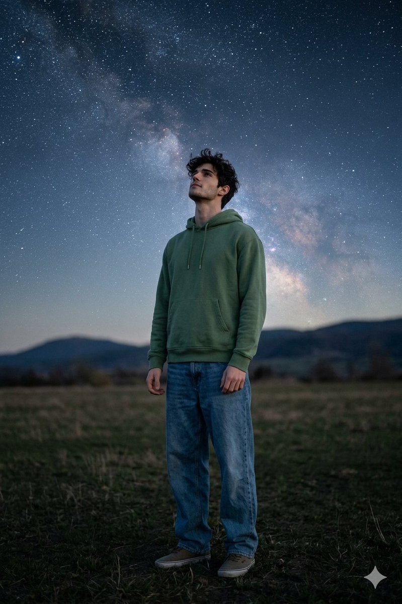 星空下的男人电影提示 生成效果示例