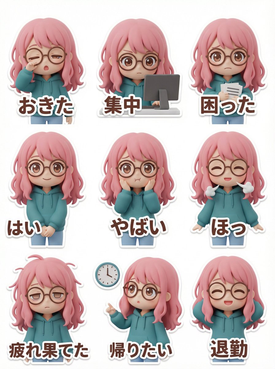 LINE贴纸生成提示（3D粘土风格） 生成效果示例