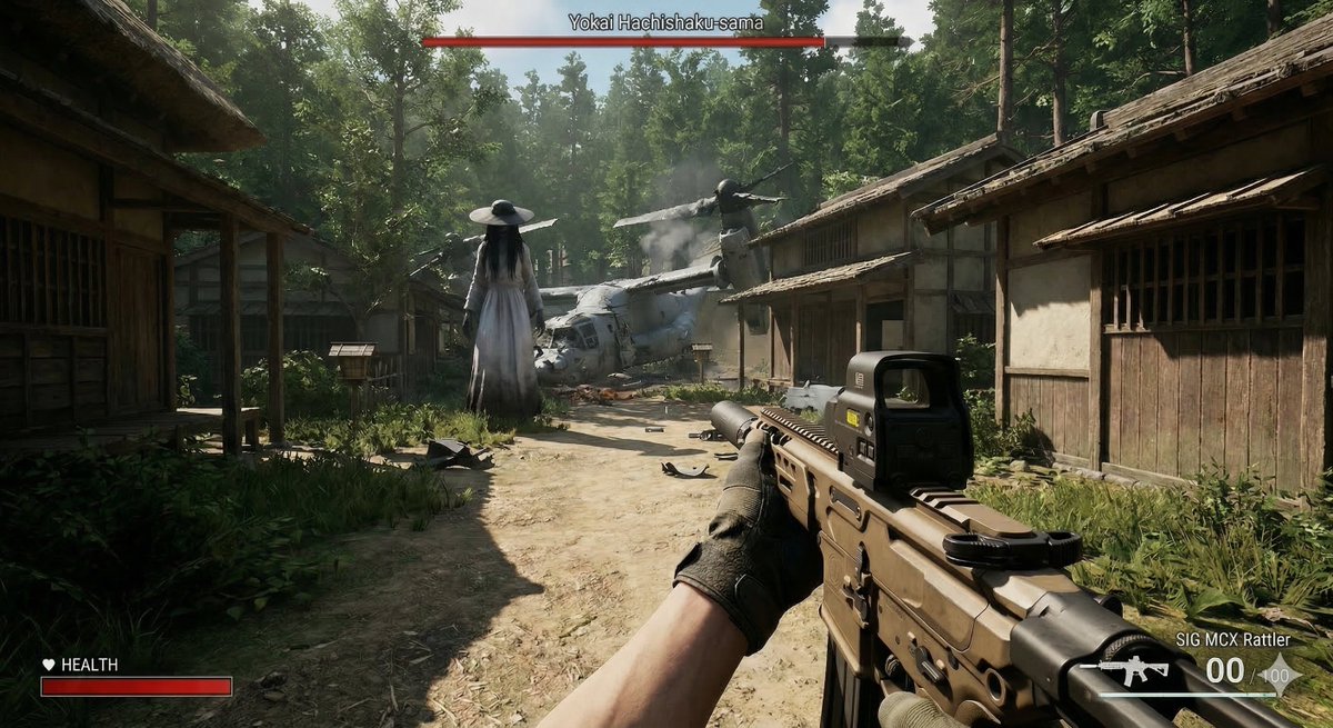 人类VS。 FPS 游戏风格的妖怪哈克斯图斯库大人 生成效果示例