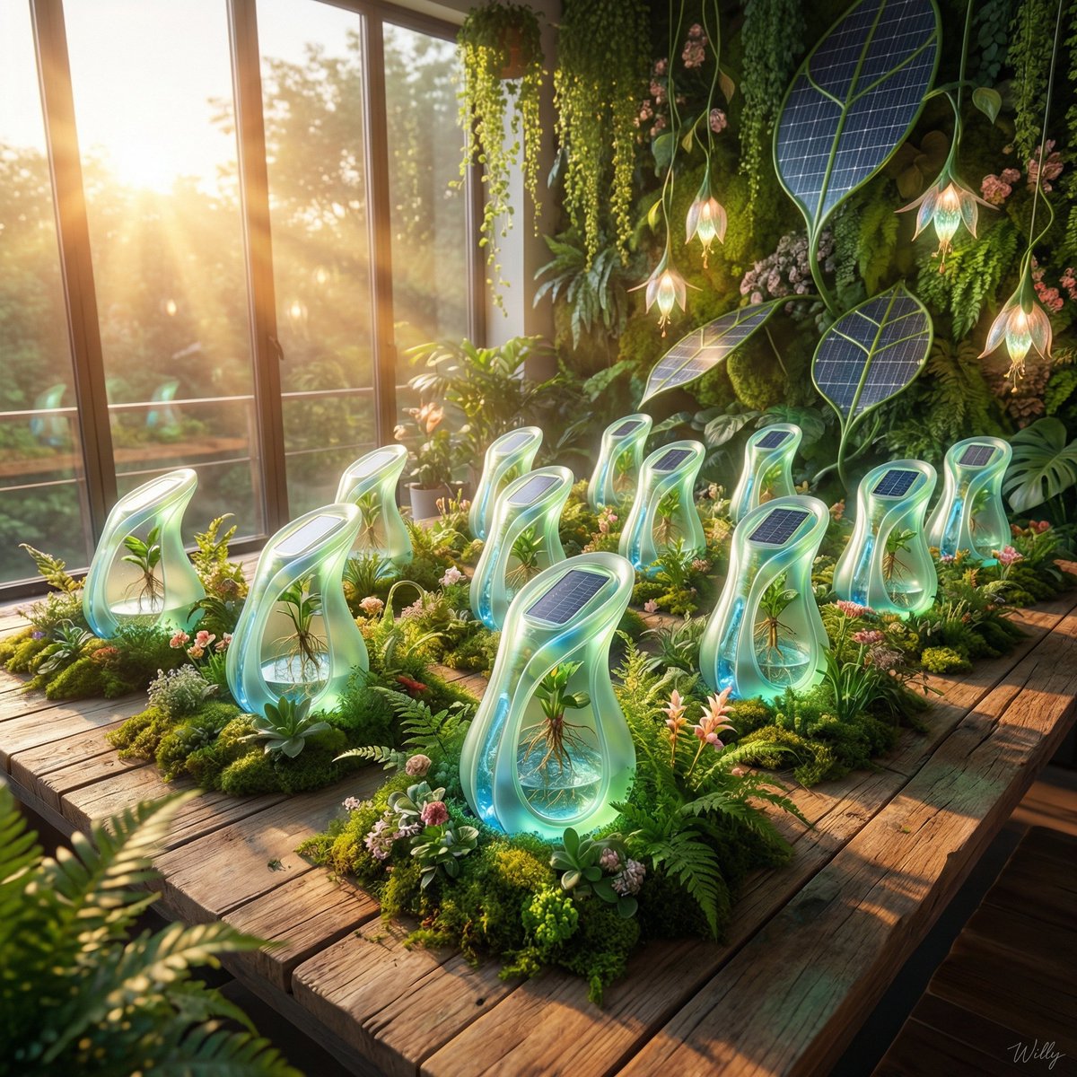 Solarpunk 生物发光产品展示 生成效果示例