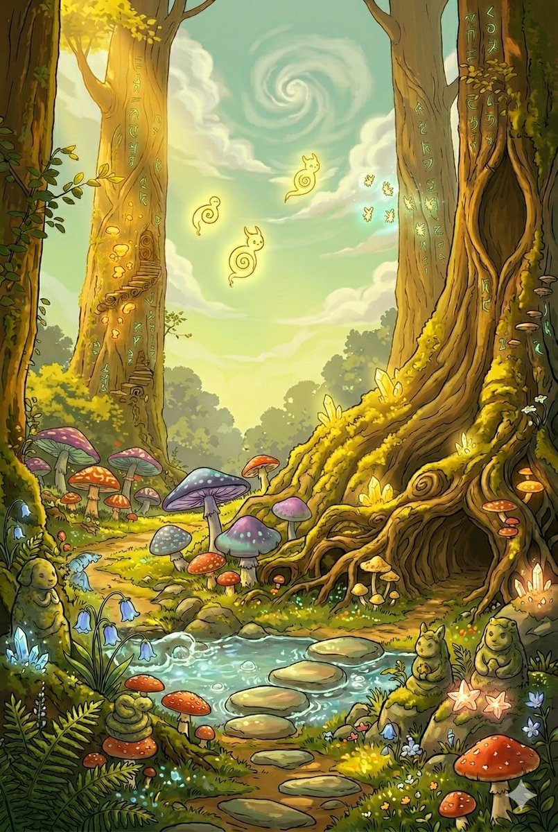 异想天开的森林小屋插画 生成效果示例