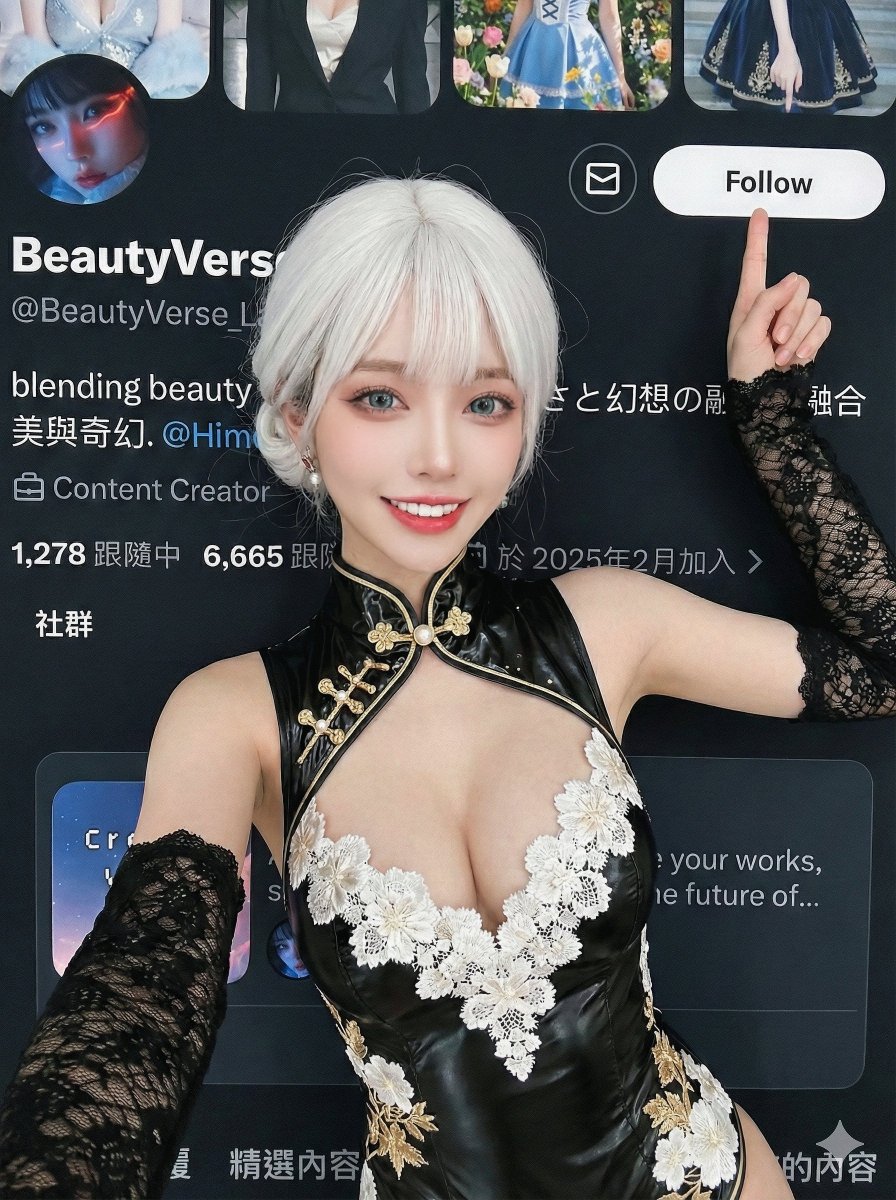 “关注”按钮促销的创意合成 生成效果示例