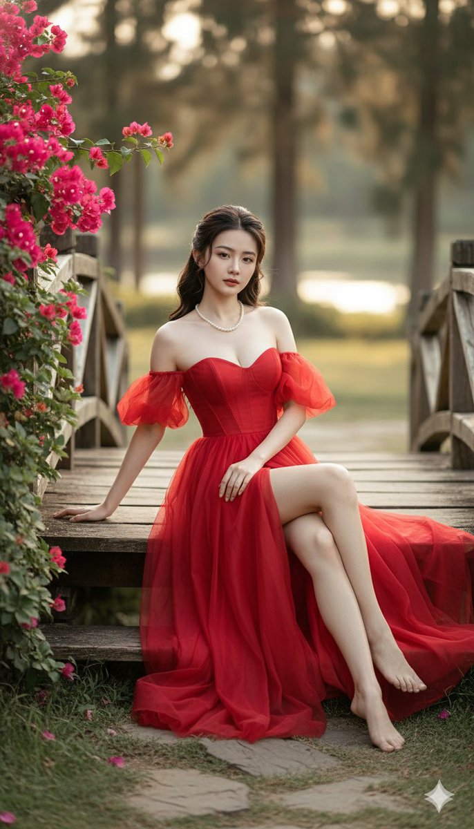 穿着红色礼服的女人的电影美术肖像 生成效果示例