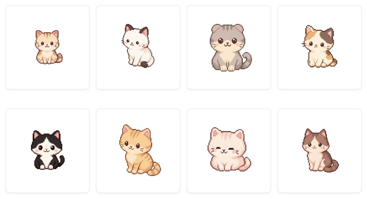 可爱的猫角色概念 生成效果示例