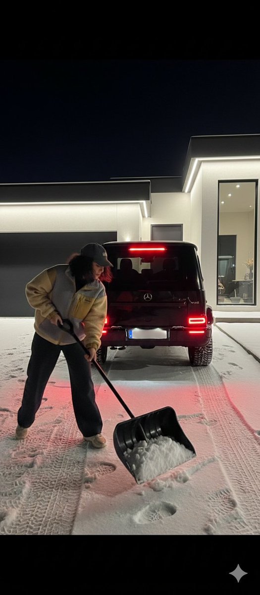夜间摄影提示：使用 Mercedes G 63 AMG 清除积雪 生成效果示例