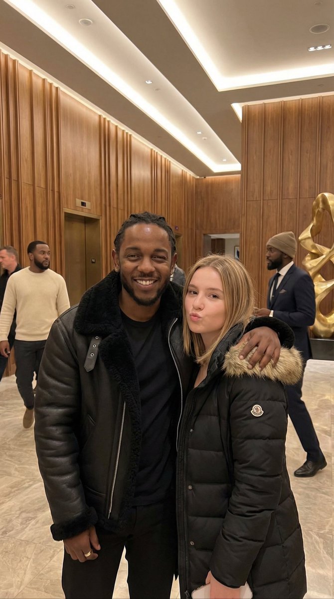Kendrick Lamar 在酒店大堂的智能手机自然抓拍照片 生成效果示例