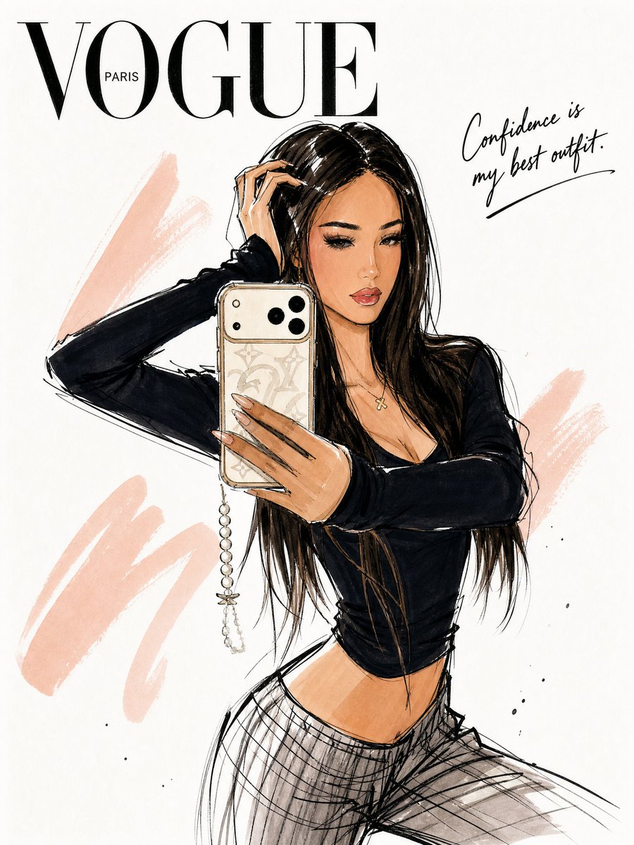 《Vogue》时尚插画素描 生成效果示例