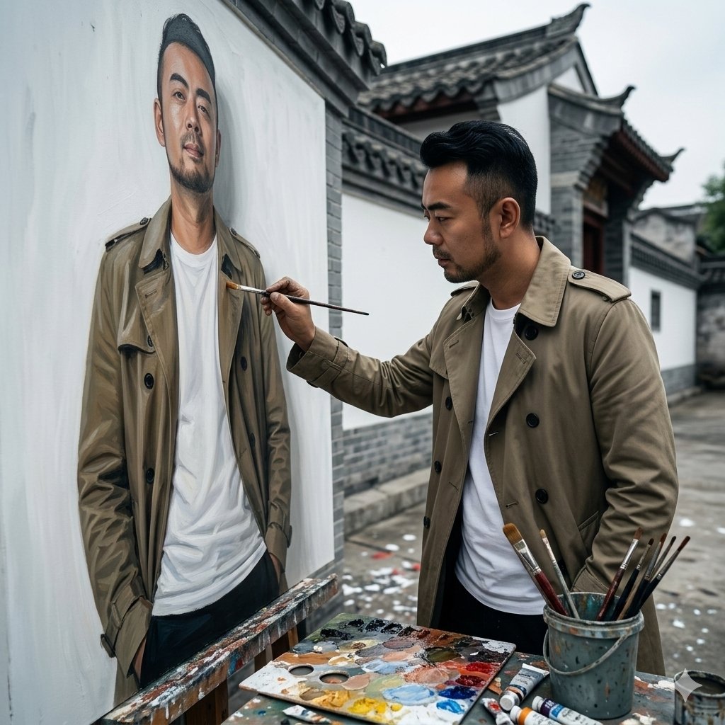 艺术家为自己绘画的电影肖像 生成效果示例