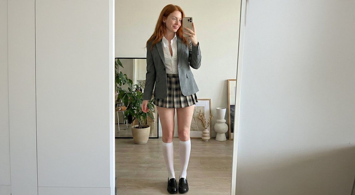 女大学生镜子自拍带身份锁 生成效果示例