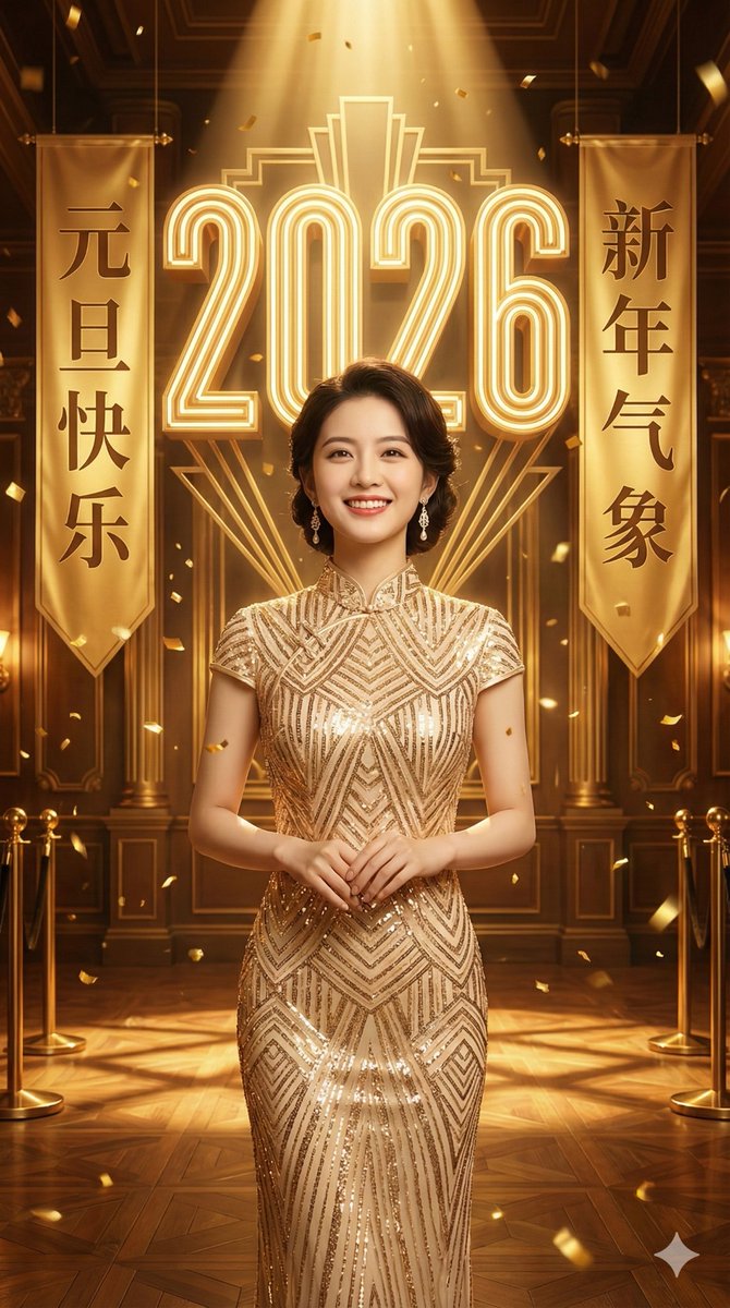 2026年黄金新年庆祝肖像提示 生成效果示例