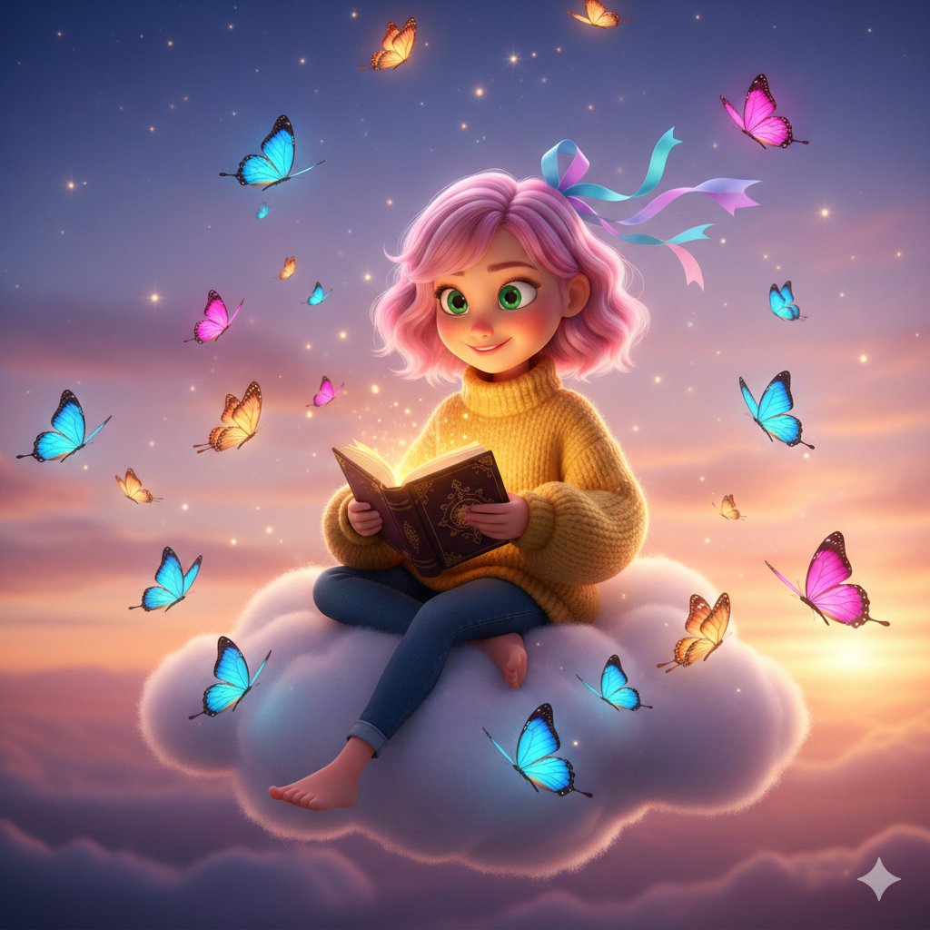 皮克斯风格的浮云少女生成效果示例