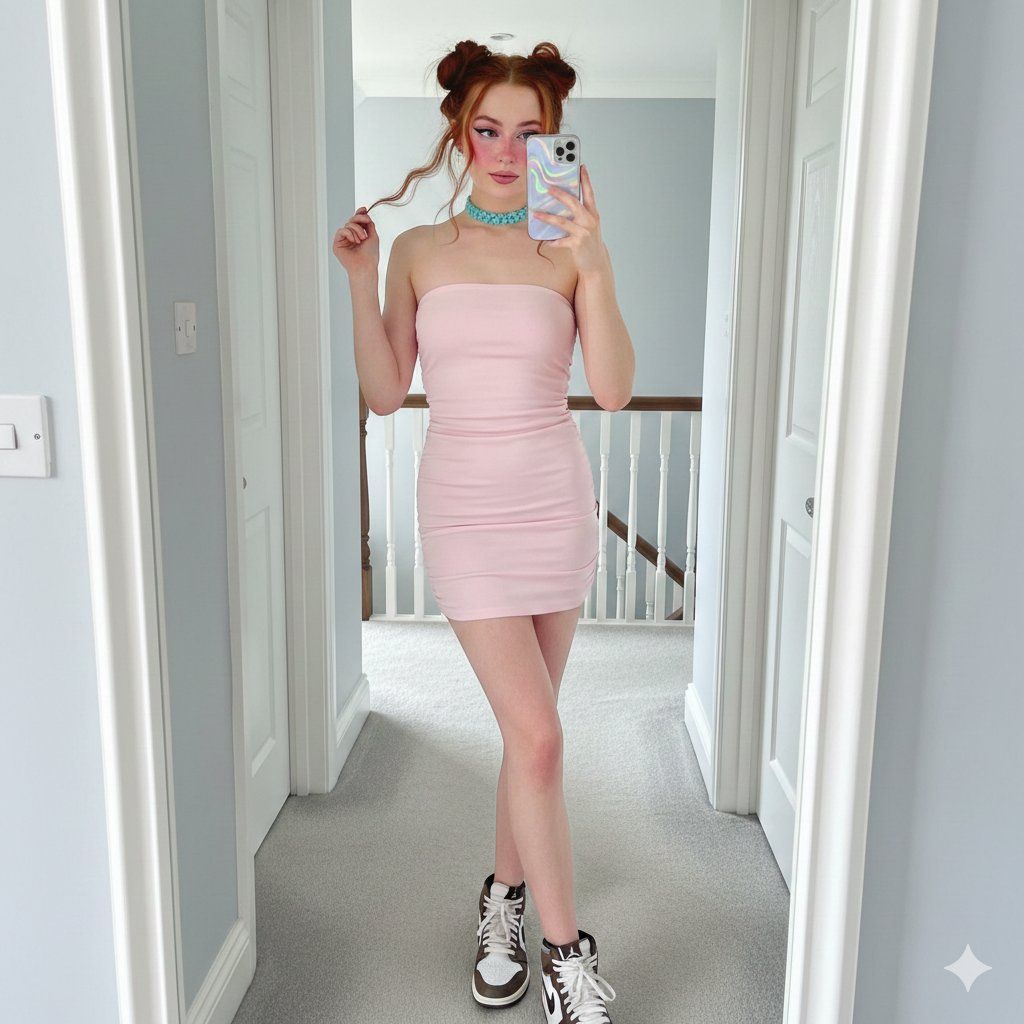 Sadie Sink E-Girl 镜子自拍提示 生成效果示例