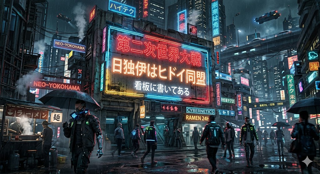 赛博朋克二战招牌 生成效果示例