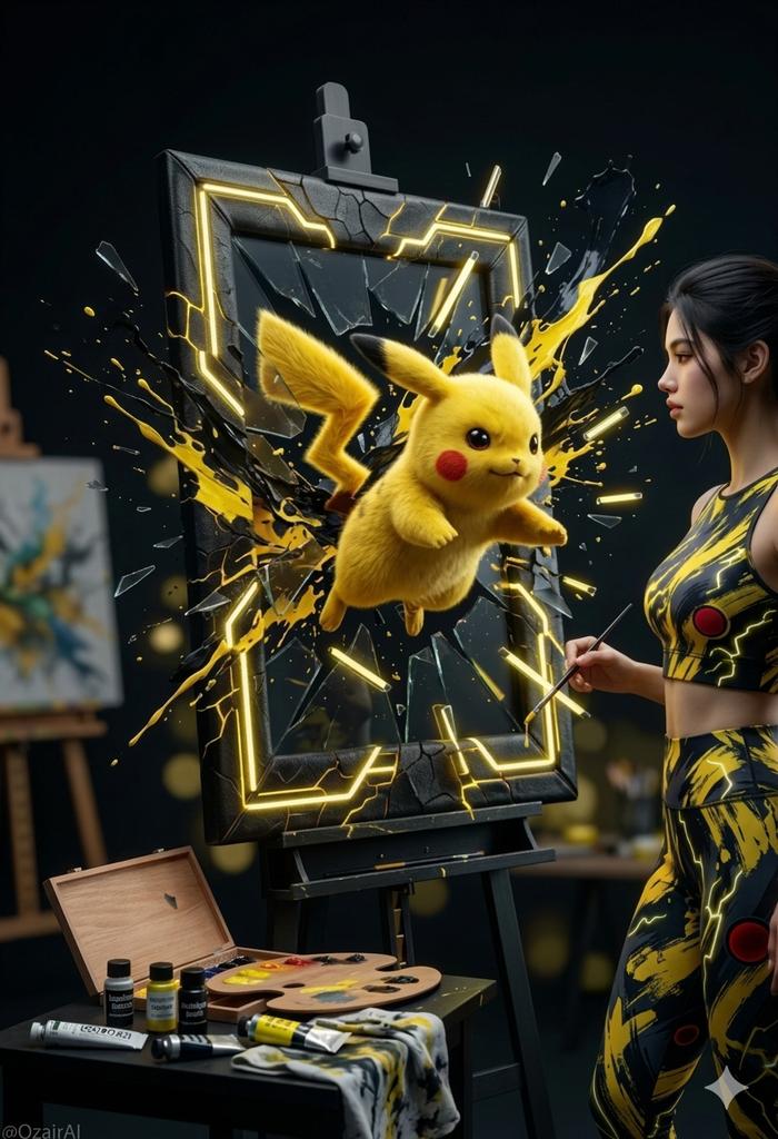 皮卡丘爆裂画布艺术 生成效果示例
