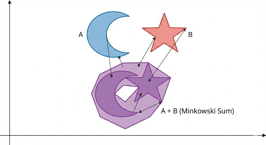 Minkowski 两个非凸集的和 生成效果示例
