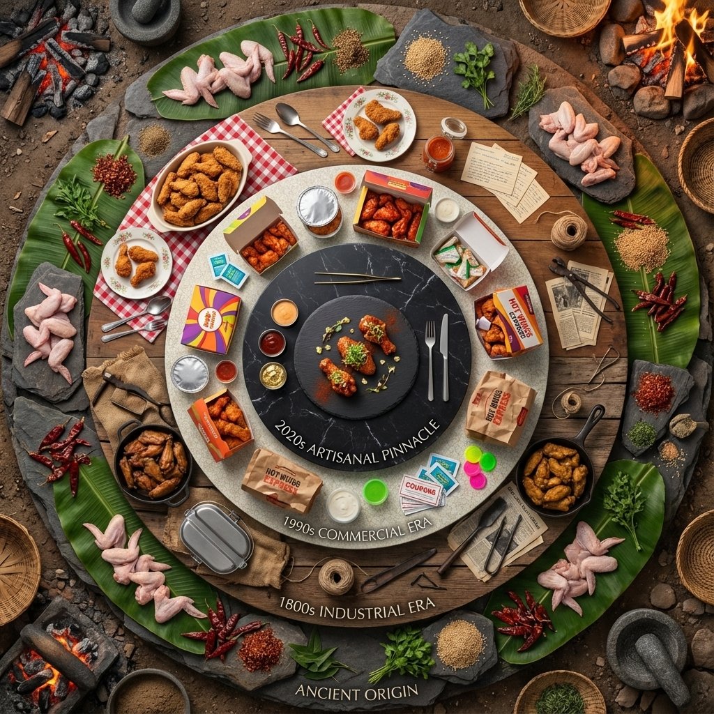 曼陀罗格式的食物历史立体模型（辣鸡翅） 生成效果示例