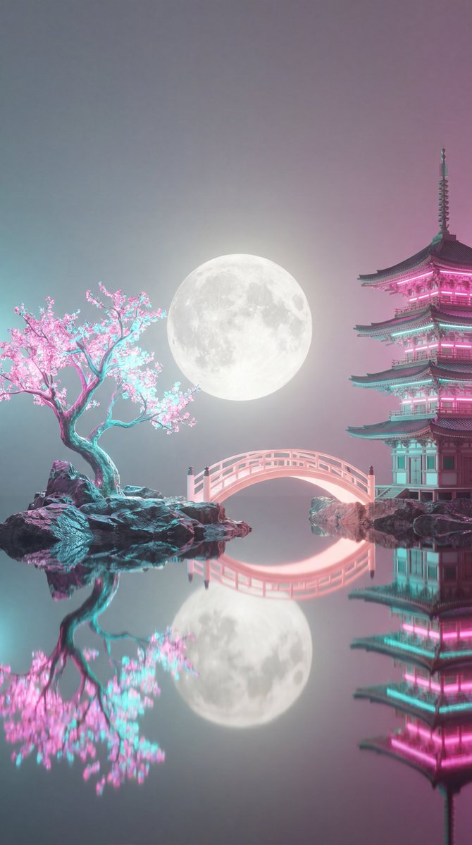 超现实蒸汽波夜景 生成效果示例