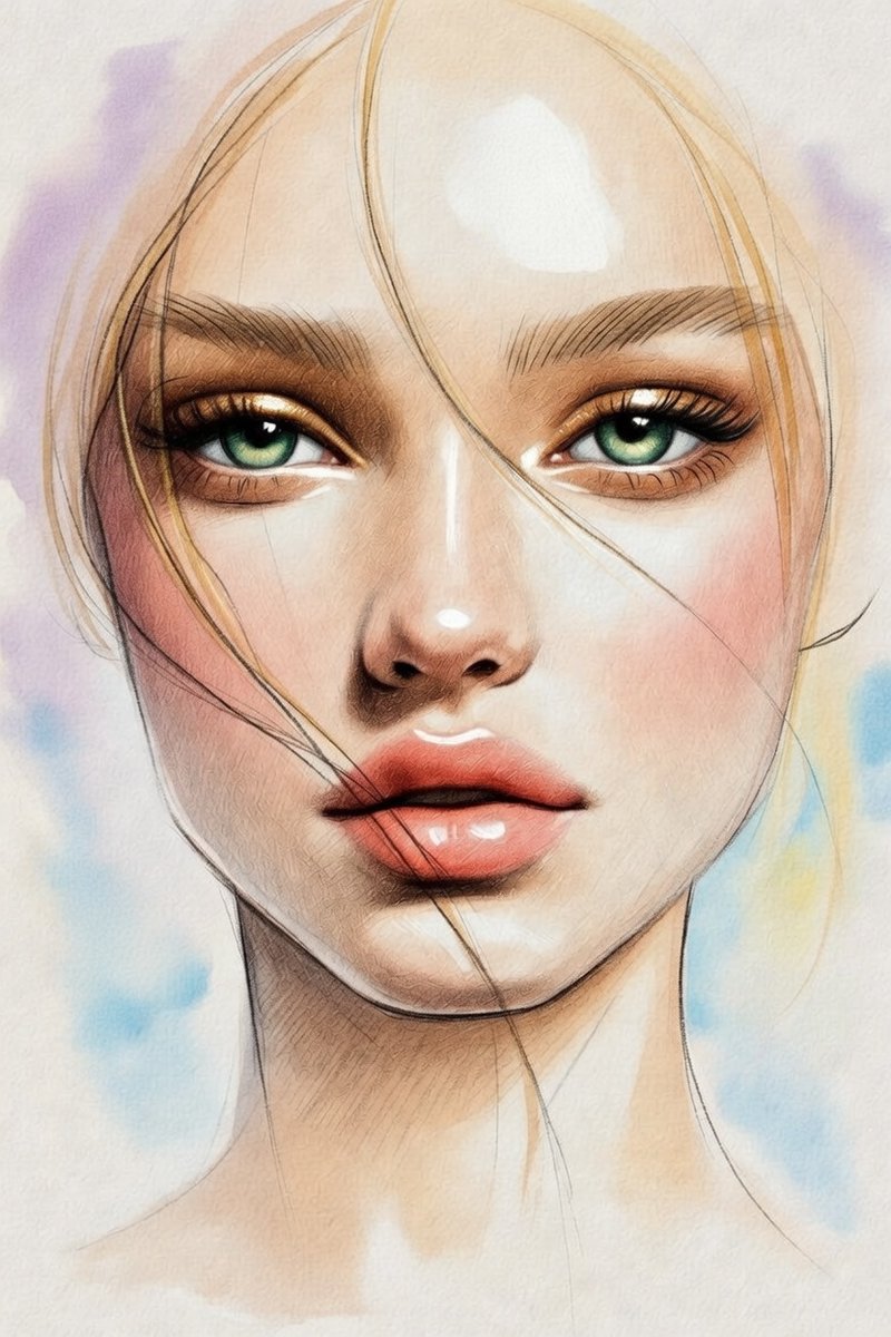 极简铅笔素描肖像 生成效果示例