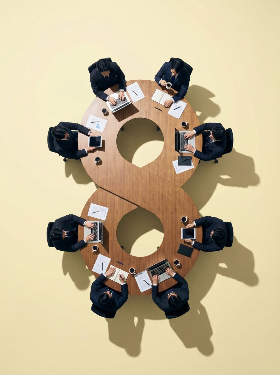 定制会议桌的超逼真自上而下平躺照片 生成效果示例