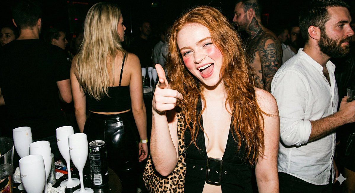 Sadie Sink 超写实夜生活照片 生成效果示例