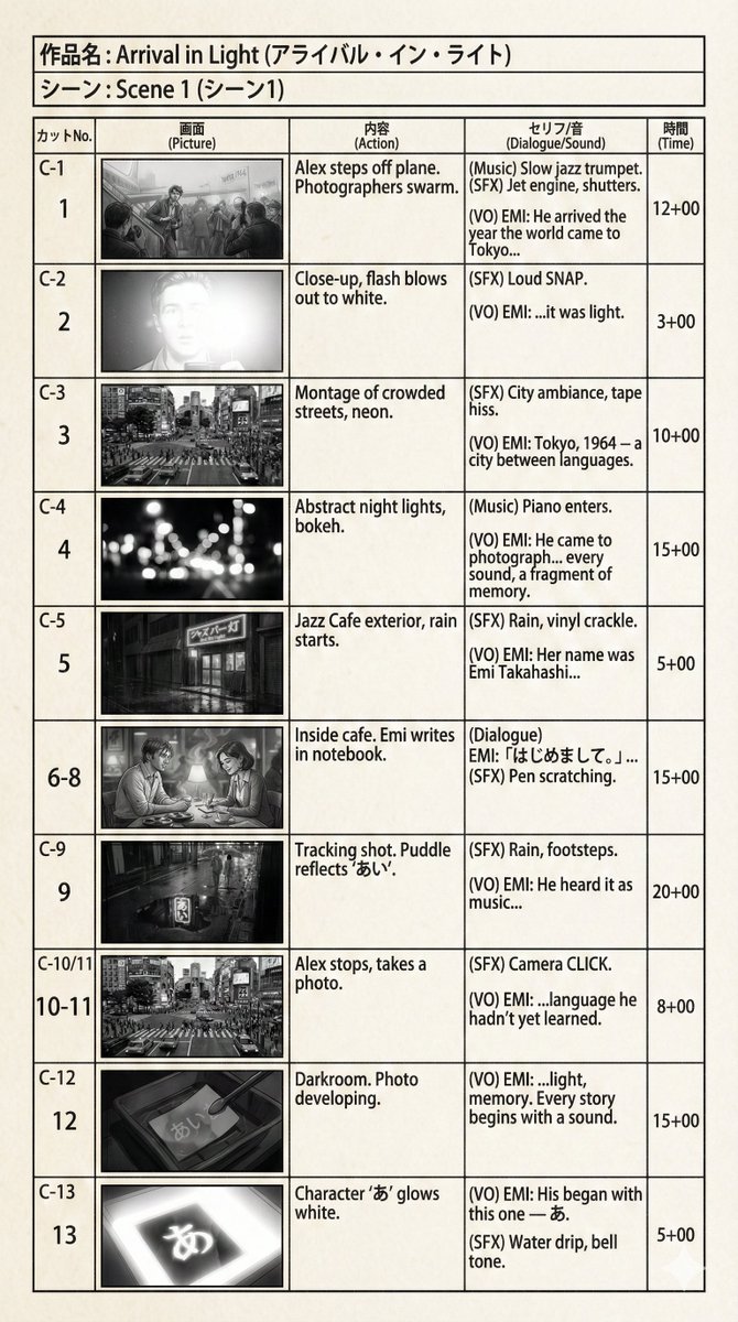 E-Konte（日语故事板）生成 生成效果示例
