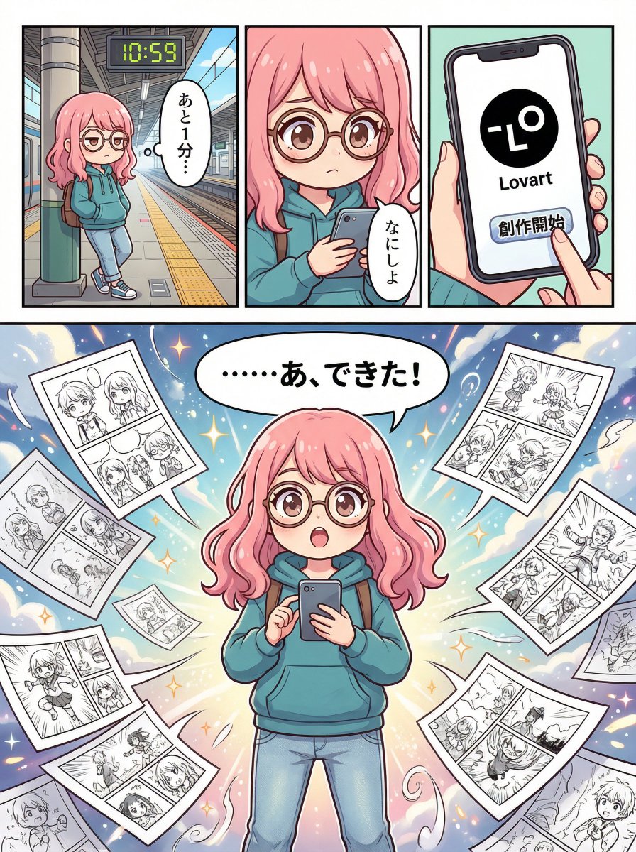 Lovart App 的四格漫画创作 生成效果示例