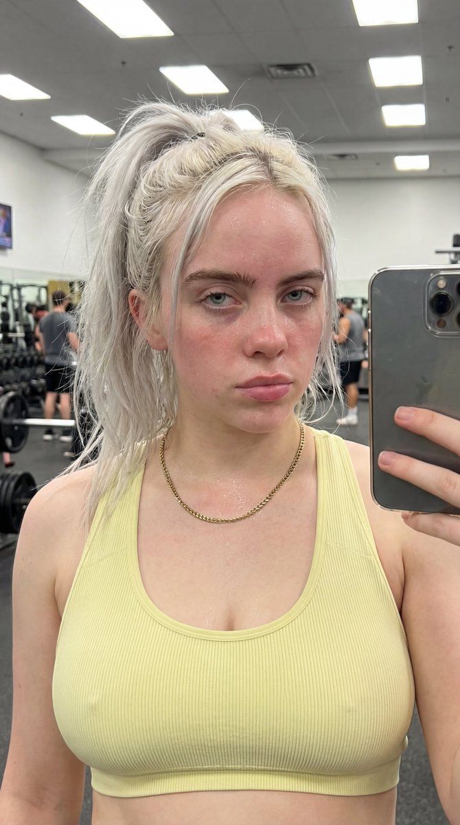 逼真的锻炼后自拍提示（Sydney Sweeney 肖像） 生成效果示例