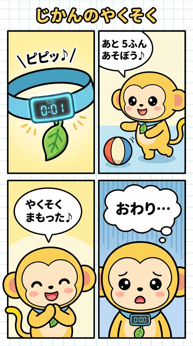 四格漫画《守时》 生成效果示例