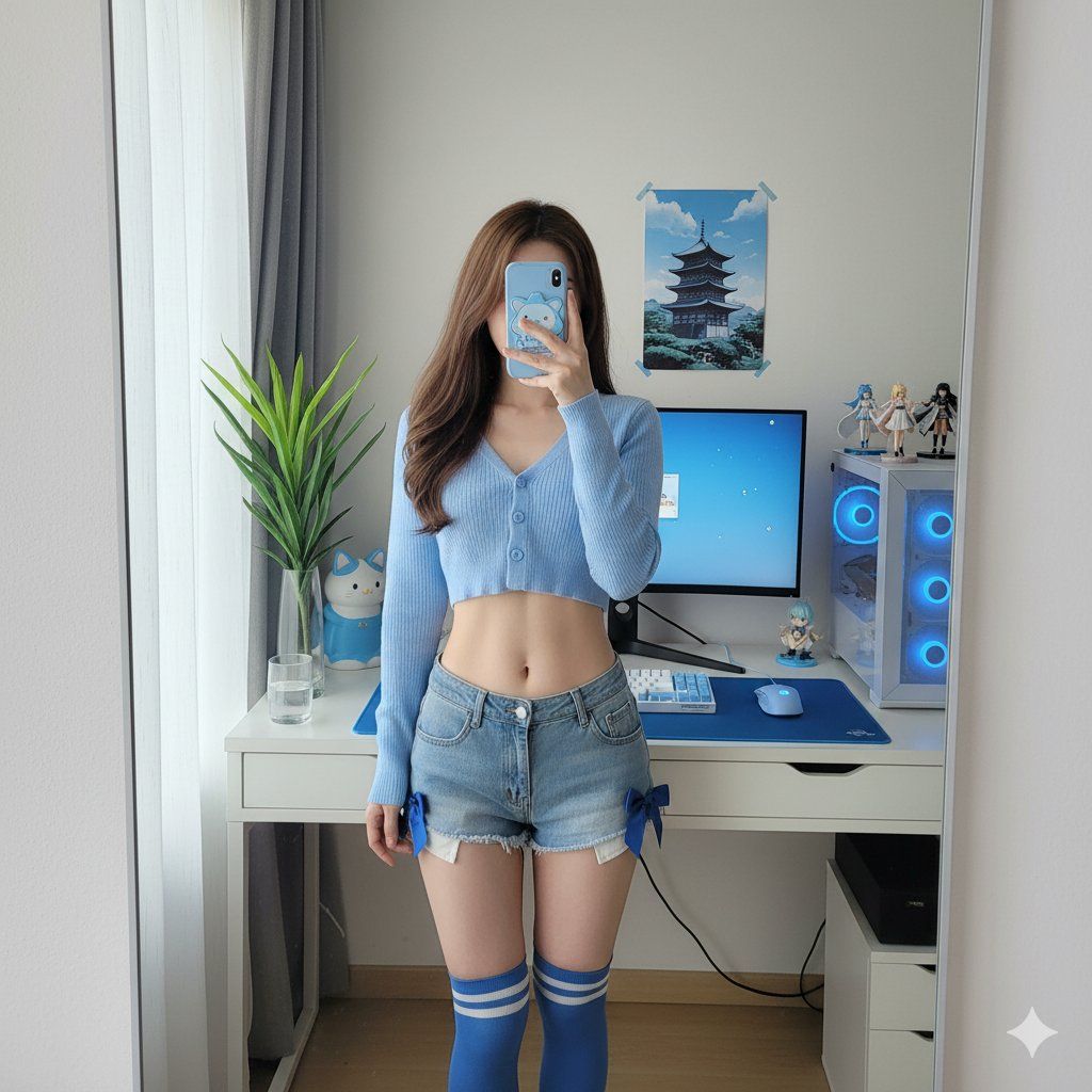 详细镜子自拍宅男房间场景 生成效果示例