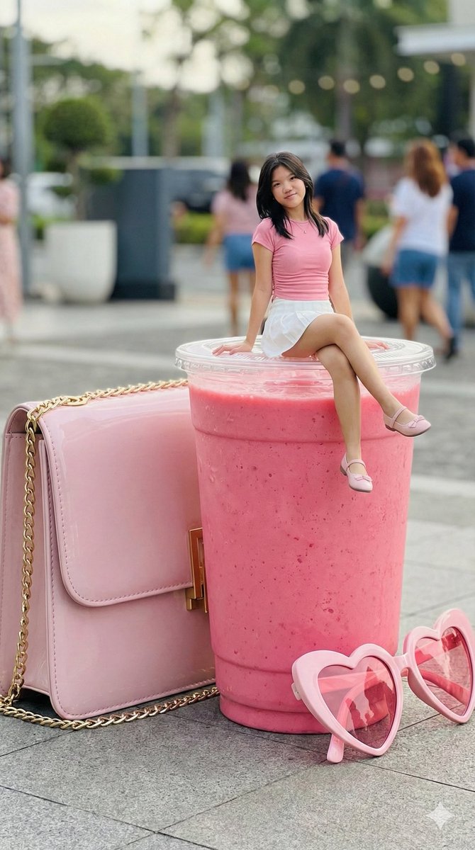 超大奶昔杯上的女人 生成效果示例