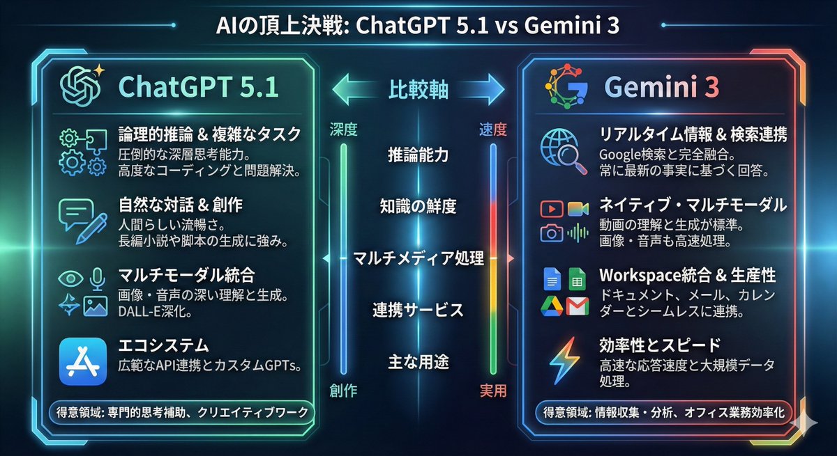 比较 ChatGPT 5.1 和 Gemini 3 的信息图 生成效果示例