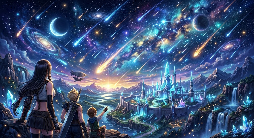 水瓶座流星雨插画 生成效果示例