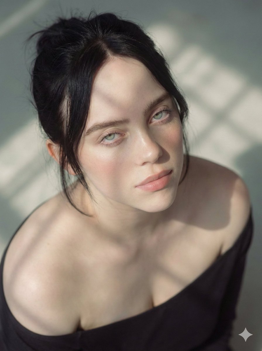 Ana De Armas、Billie Eilish 和 Sydney Sweeney 的多帧电影肖像提示（印地语/英语） 生成效果示例