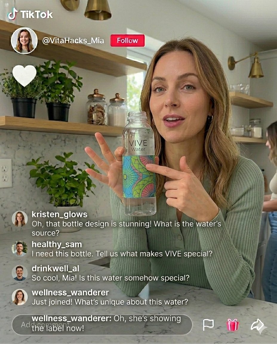TikTok Creator 持有产品屏幕截图 生成效果示例