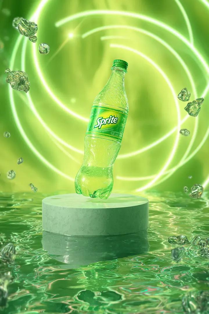 漂浮在宇宙花瓣中的霓虹精灵瓶 生成效果示例