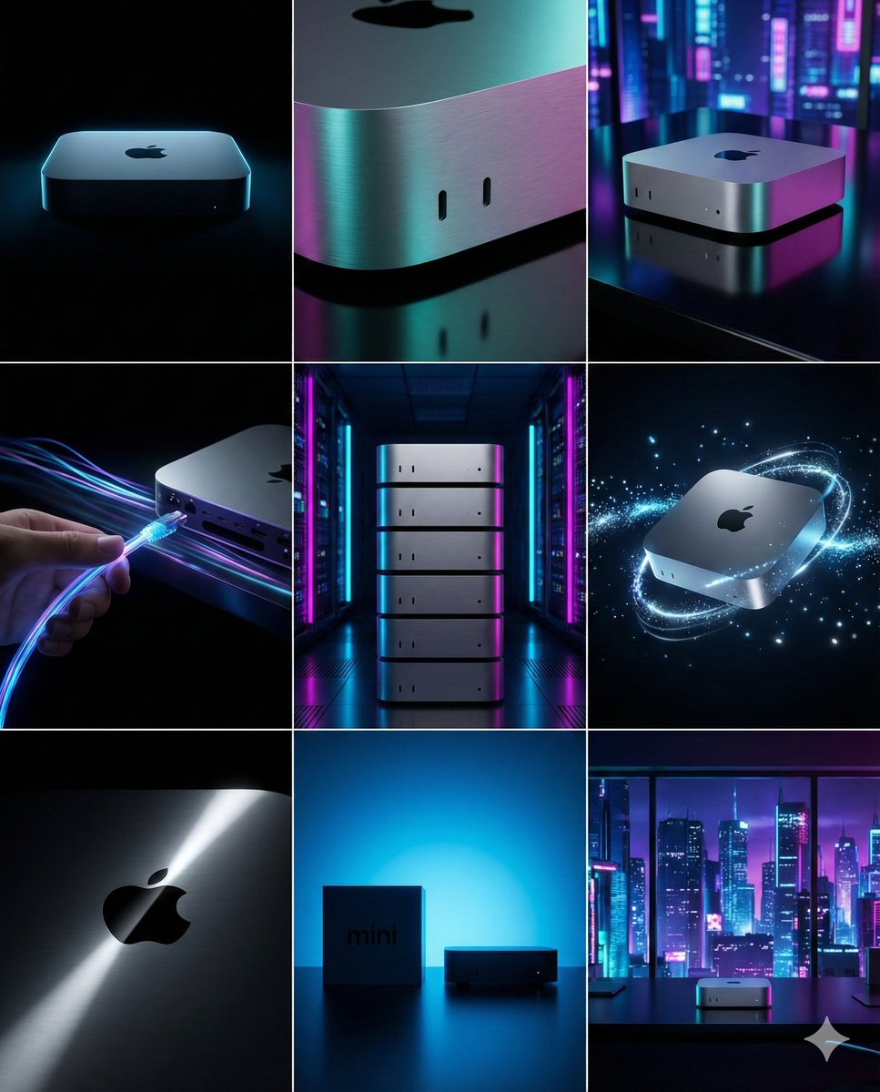 Mac Mini 品牌的赛博朋克科技视觉故事板 生成效果示例