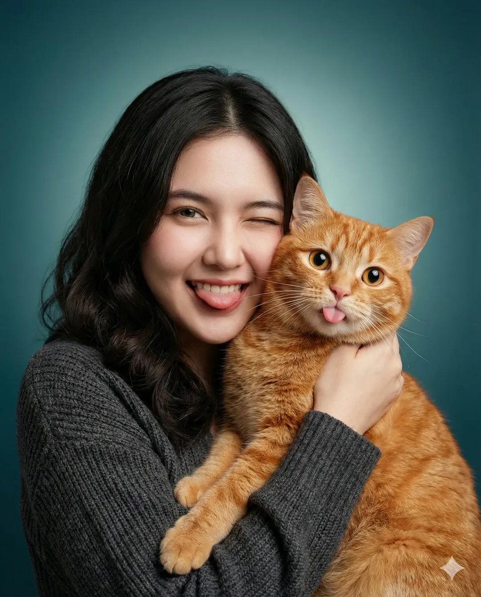 温馨工作室的女人和猫肖像 生成效果示例
