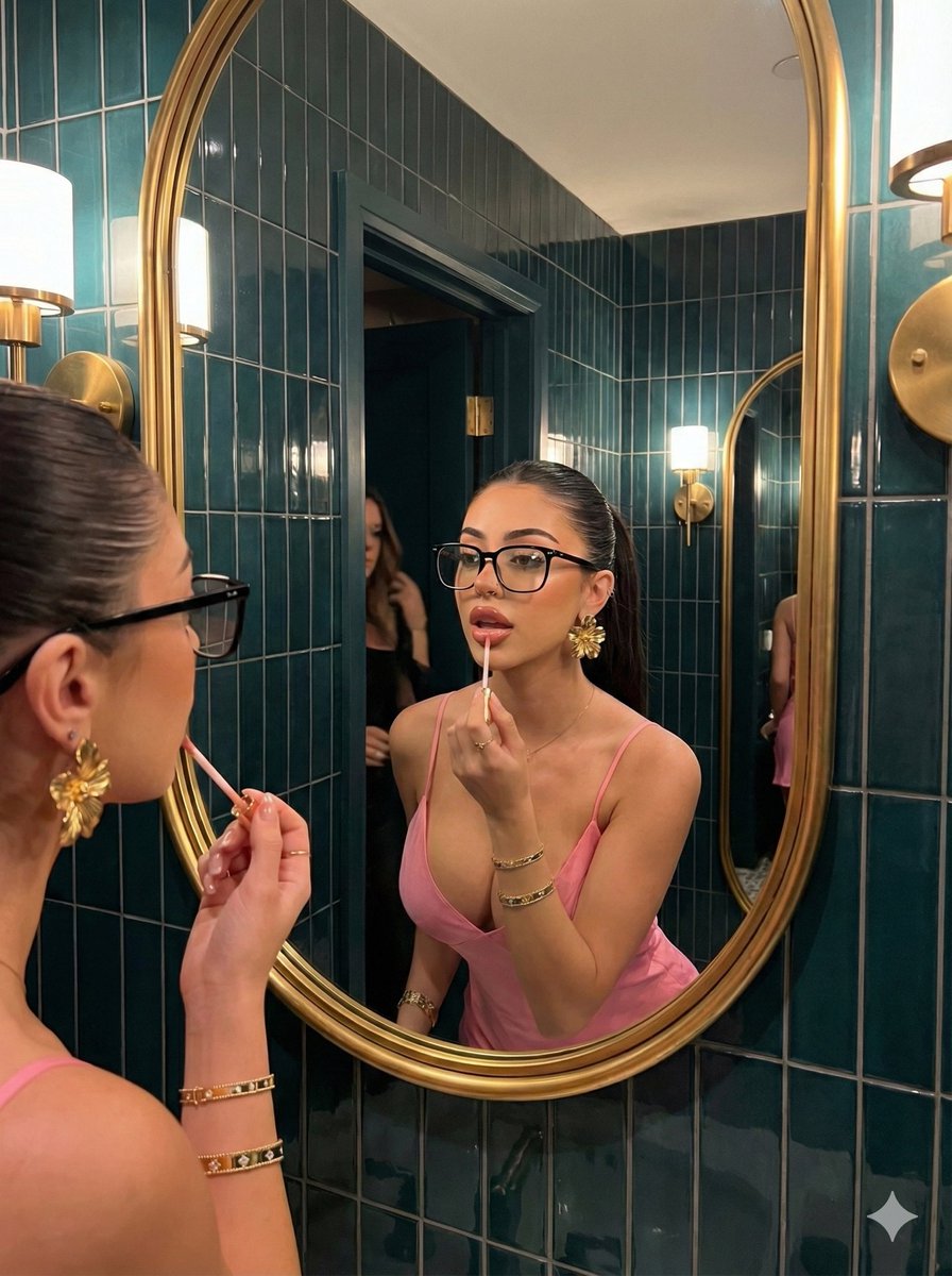 美艳镜面倒影美拍提示 生成效果示例