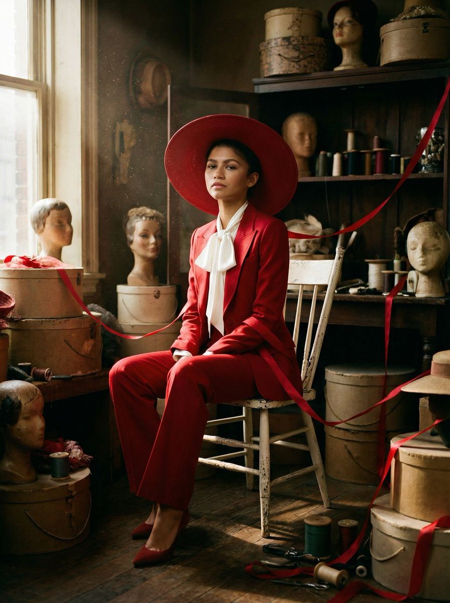 Zendaya Crimson 档案时尚编辑提示 生成效果示例