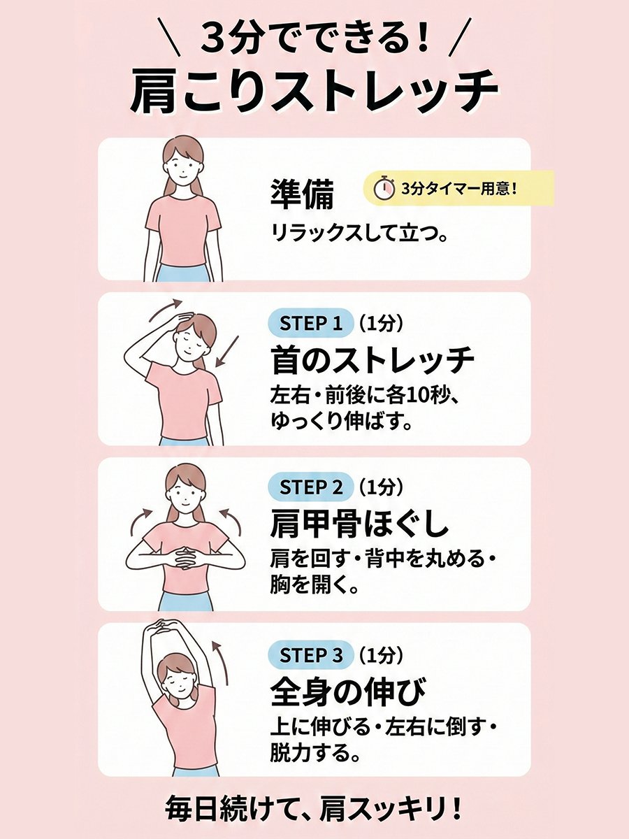 颈部和肩部僵硬的肩部伸展信息图 生成效果示例
