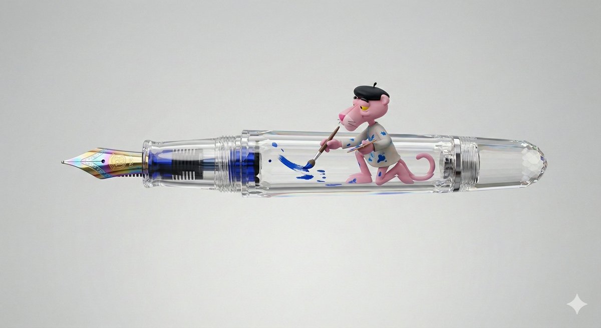 粉红豹钢笔 3D 渲染提示生成效果示例