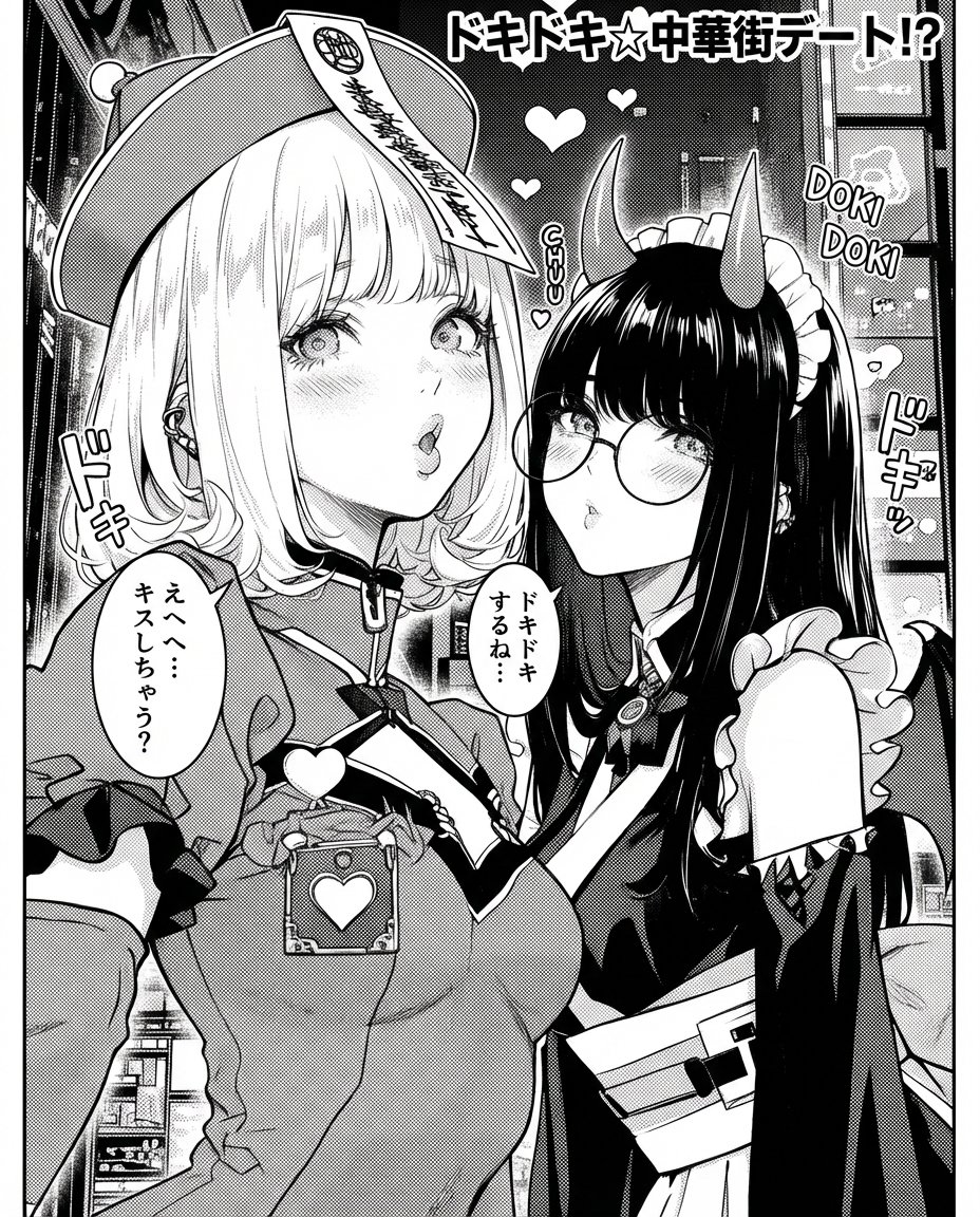 插图中的单色 rom-com 漫画页 生成效果示例
