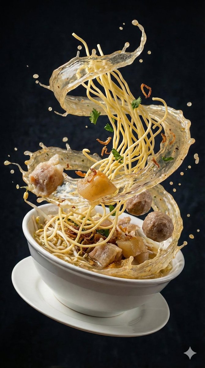 爆炸亚洲汤的高速美食摄影 生成效果示例
